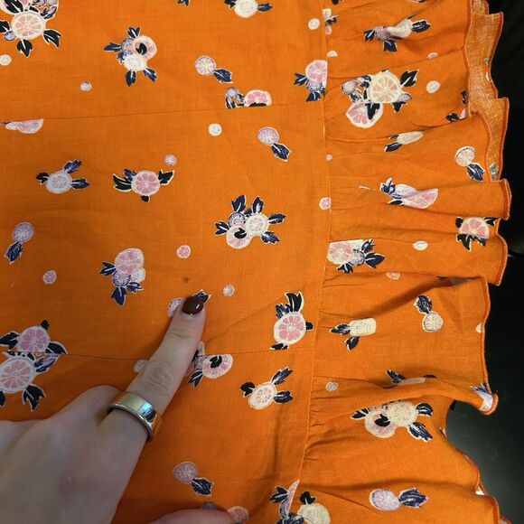 Free People Dress Like A Lady Mini Orange Floral Citrus L Ruffle Vacation - Desc - Picture 8 of 12